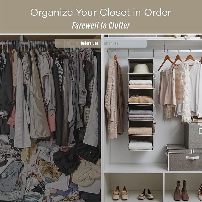 StorageWorks 6-Shelf Closet Organizers, Two 3-Shelf Separable Hanging Shelves
