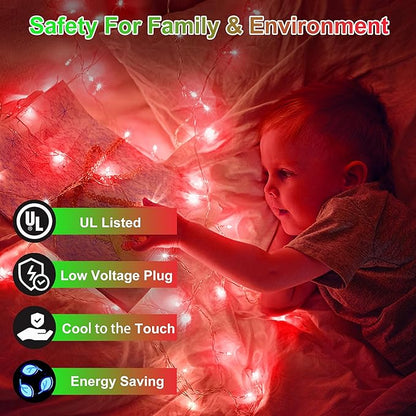 750LED Christmas Lights Outdoor Use, 240ft 12 Modes Red LED String Lights with Timer Dimmable, Waterproof Christmas Tree Lights for Xmas Patio Yard Fence Balcony Garden Party Decor Red