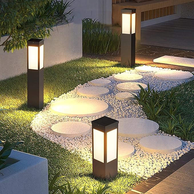 Outdoor Landscape Path Light E26 Bollard Lighting Fixture IP54 Waterproof Pathway Light with Stainless Steel Garden Floor Lamp Outdoor Walkway Lights for Lawn Courtyard Driveway Decoration