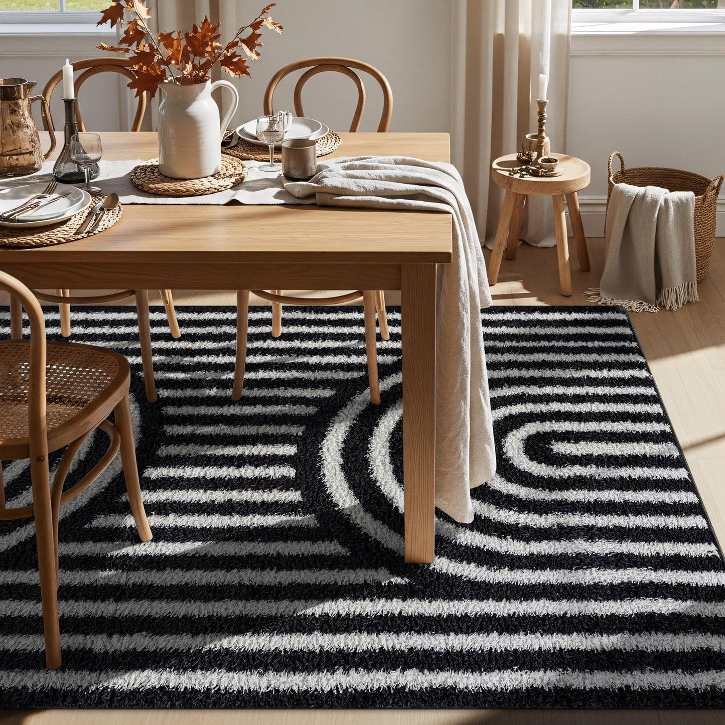 Rugshop Abstract Arch Shag Area Rug Anthracite Dark Gray 5' x 7' Great for Bedrooms, Living Rooms, or Under Coffee Tables
