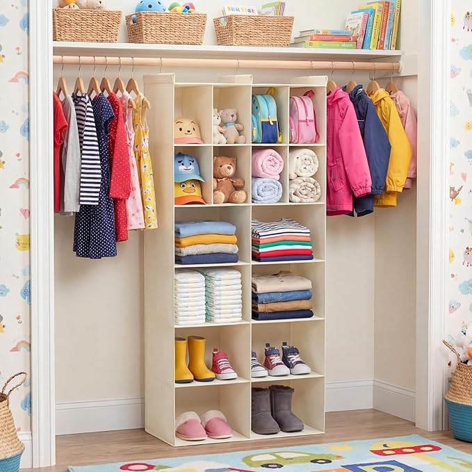 Ofiray-home 6 Tier Hanging Closet Organizer, 16 Compartments Sweater Organizer