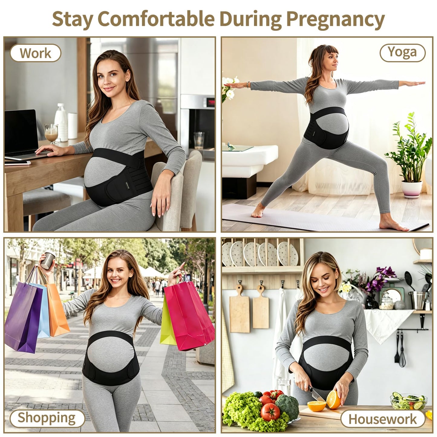 ChongErfei Maternity Belt, Pregnancy 3 in 1 Support Belt for Back/Pelvic/Hip Pain, Maternity Band Belly Support for Pregnancy Belly Support Band (M: Fit Ab 35.5"-47.3", Black)
