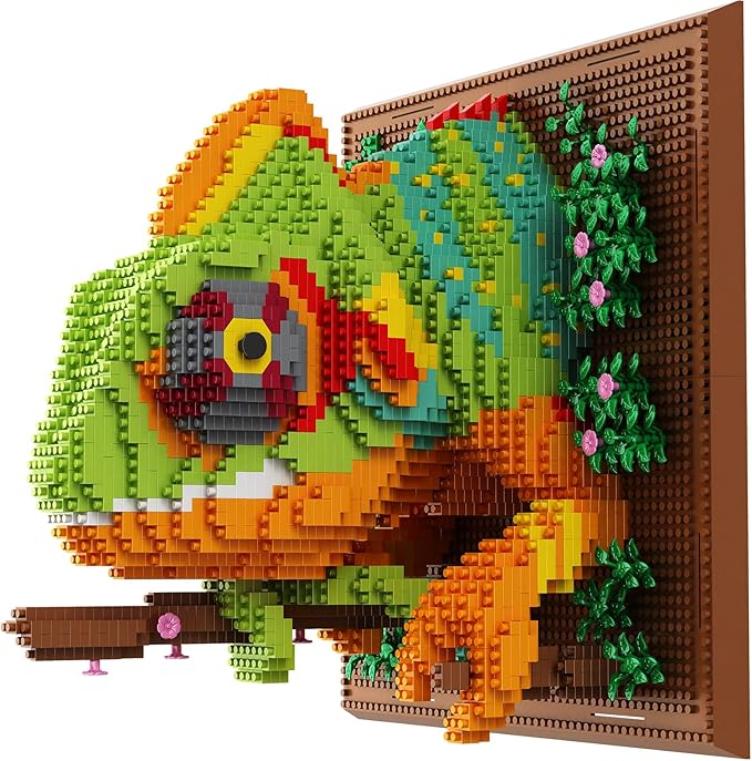 Loyratche Chameleon Animal 3D Wall Art Micro Mini Building Blocks Set Unique Home Wall Decor or Table Display Ideal Birthday Toy for Adults