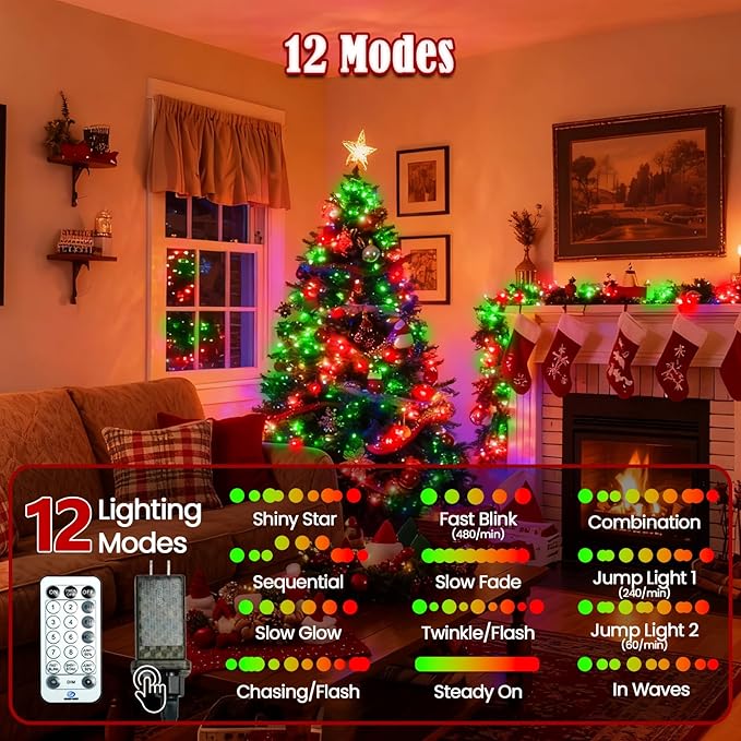 BHCLIGHT 240LED Christmas Voice Control String Lights Red & Green
