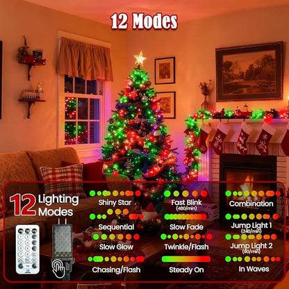 BHCLIGHT 240LED Christmas Voice Control String Lights Red & Green