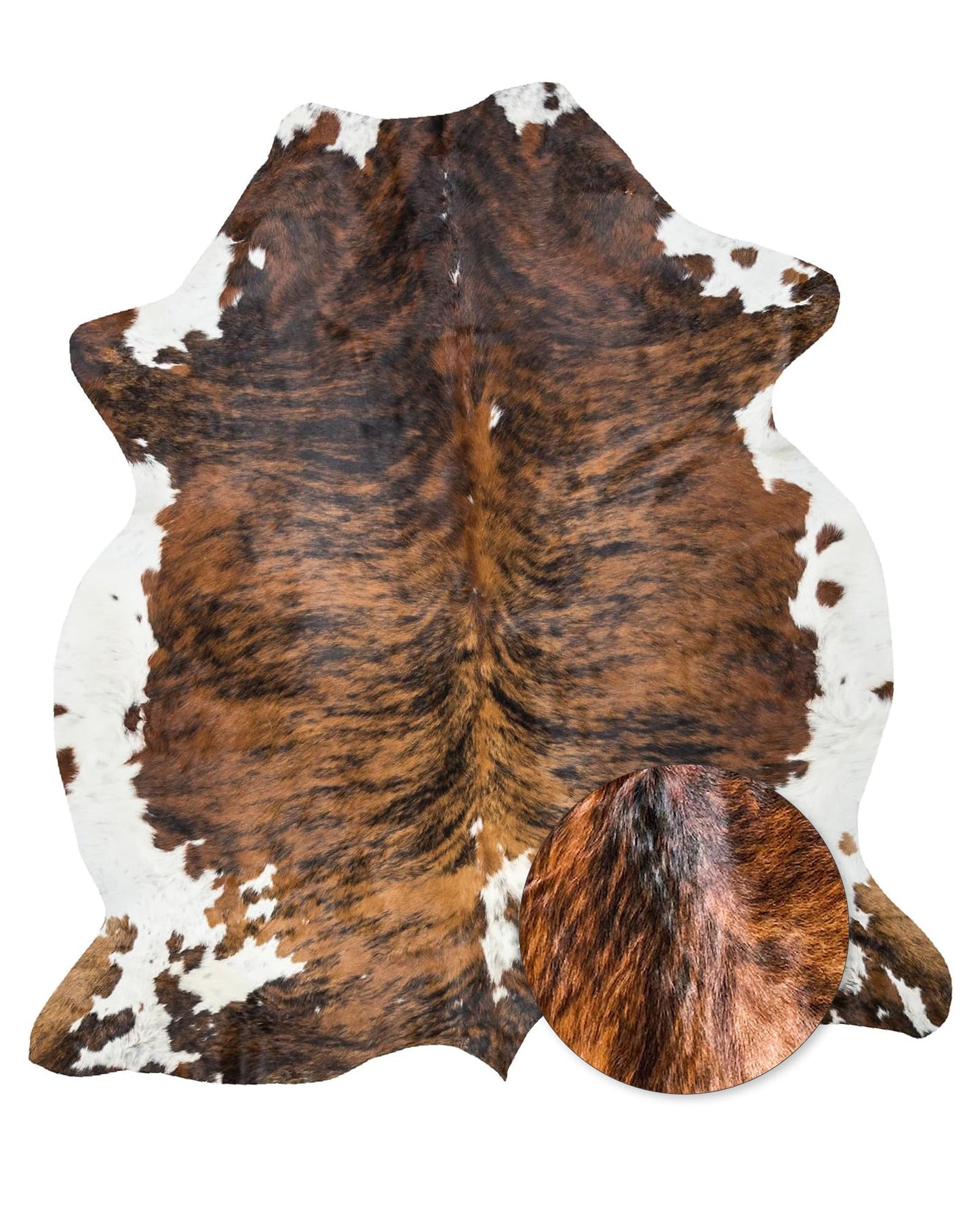 HIDES BAZAAR Real Cowhide Rug 5x7 ft - Natural Leather Hair-on-Hide Area Rug with Brown, Black & White Pattern (Brown Brindle) - Soft Western Cow Skin Rug for Living Room, Ranch Decor & Rustic Homes