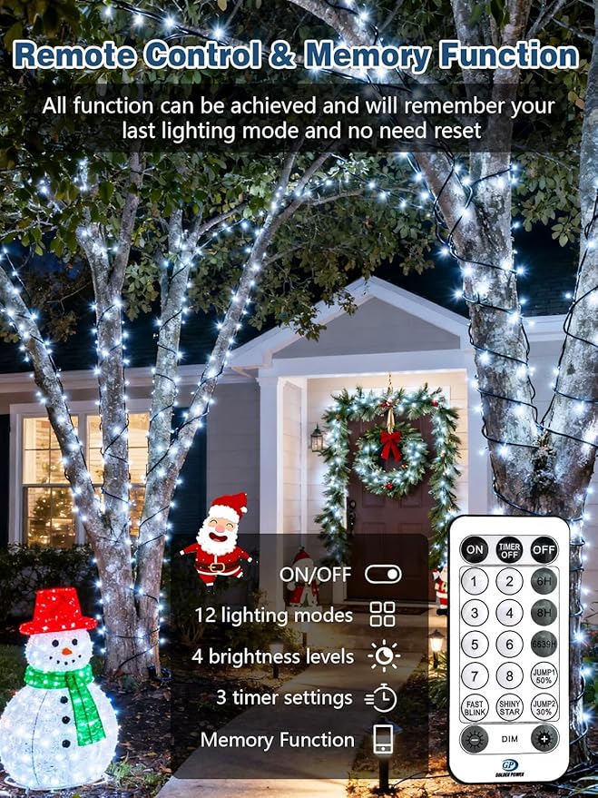 Voice Controlled Christmas Lights with Remote, 99 FT 300 LED String Lights Indoor Outdoor with 12 Modes 3 Timers, Dimmable Twinkle Light Plug in Waterproof for Xmas Tree Party Decorations, Cool White