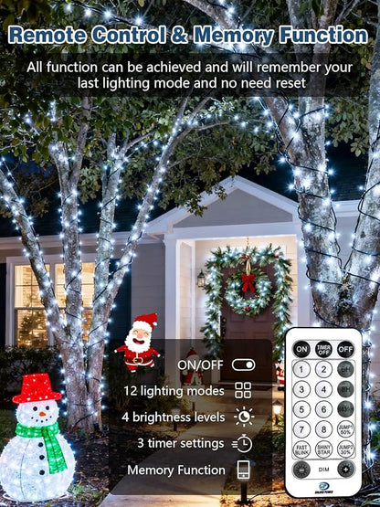 Voice Controlled Christmas Lights with Remote, 264 FT 800 LED String Lights Indoor Outdoor with 12 Modes 3 Timers, Dimmable Twinkle Light Plug in Waterproof for Xmas Tree Party Decor, Cool White