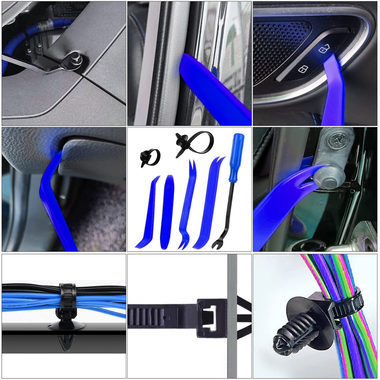 835 PCS Car Push Retainer Clips and Plastic Fasteners Kit - 24 Sizes Nylon Bumper Fender Clips Plastic Rivets with Fasteners Removal Tool for Toyota GM Ford Honda Acura Chrysler Blue