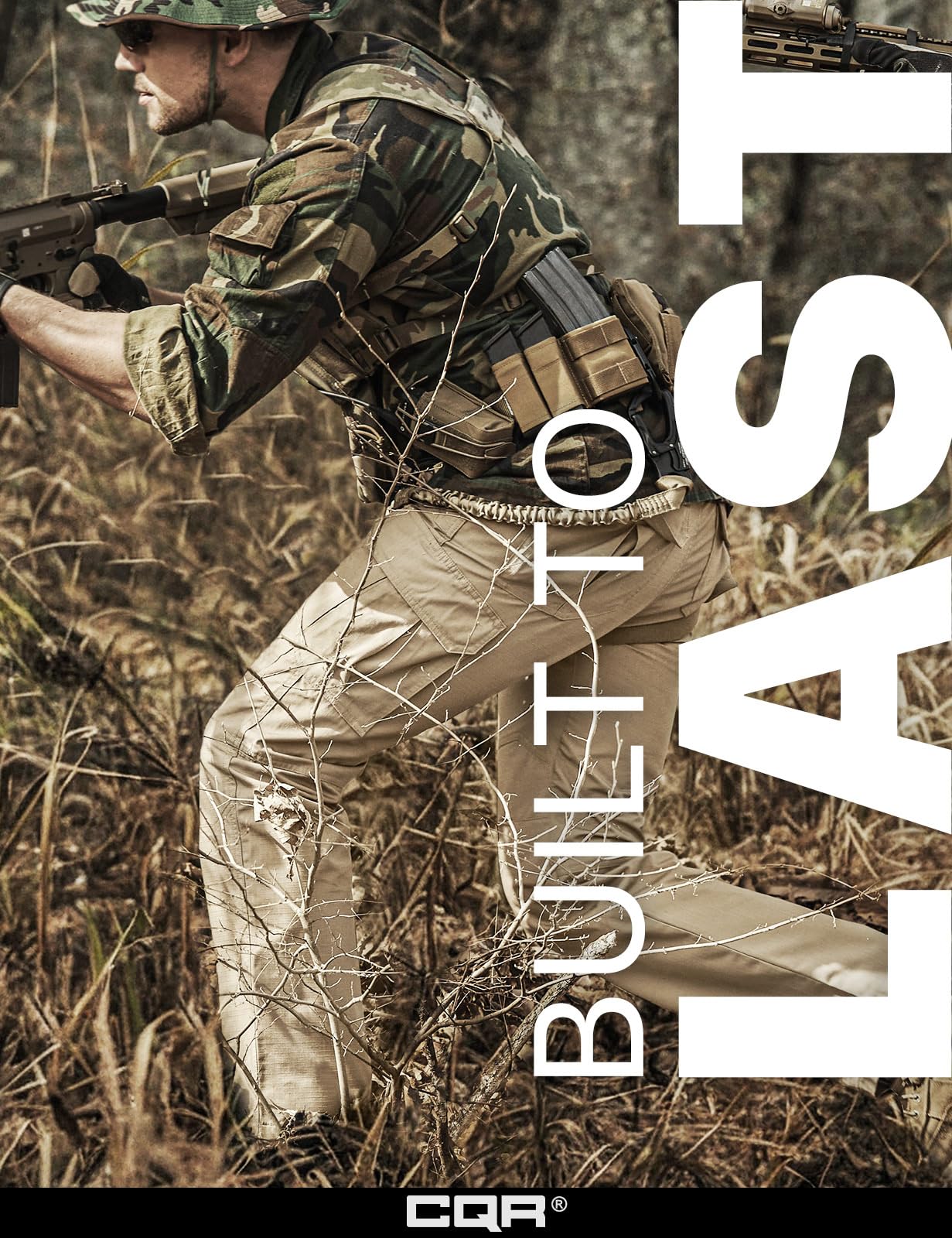 CQR Men's Tactical Pants, Water Resistant Ripstop Cargo Pants, Lightweight EDC Work Hiking Pants, Outdoor Apparel, Raider Khaki, 44W x 32L