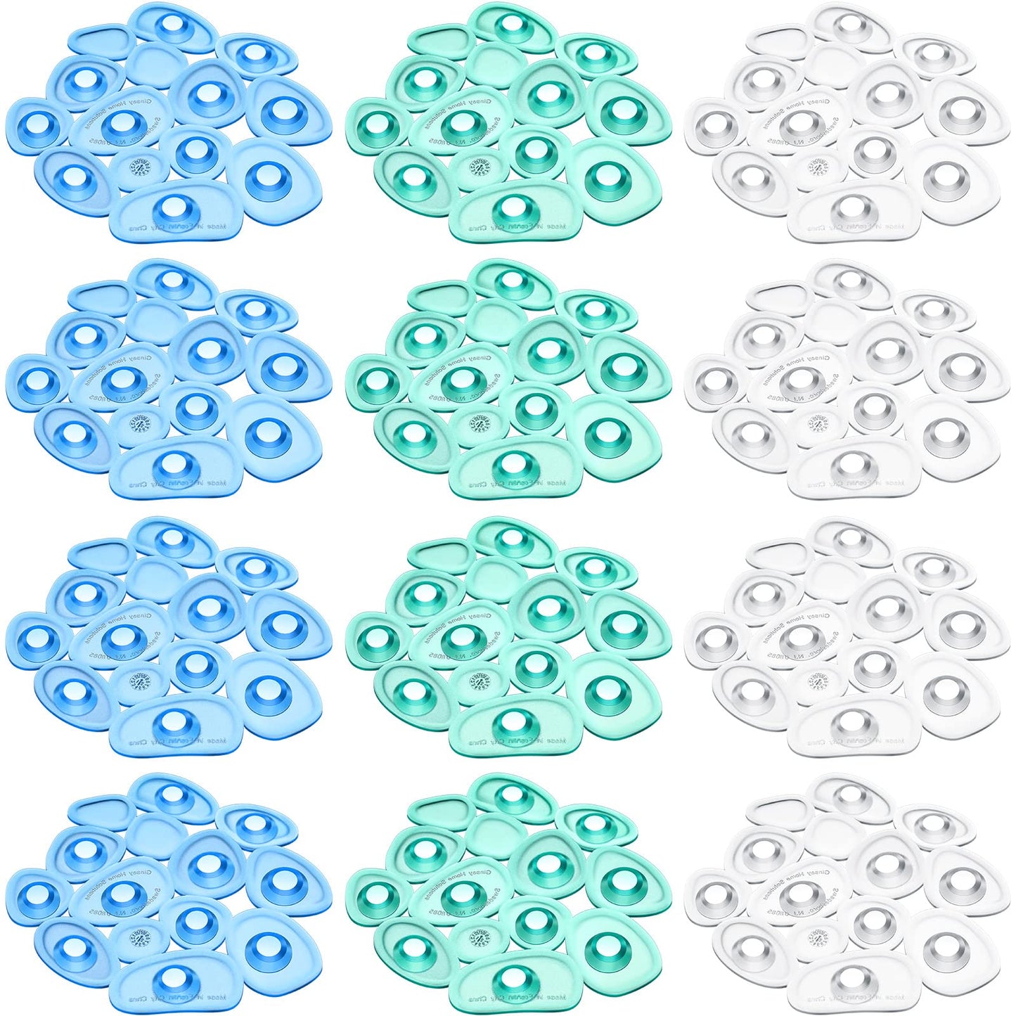 Riakrum 12 Pcs Non Slip Bathtub Stickers, Clear Anti Slip Shower Treads with Strong Suction Cups, Pebble Provides Traction Machine Washable No Residue, Safe(Green, Blue, Transparent)