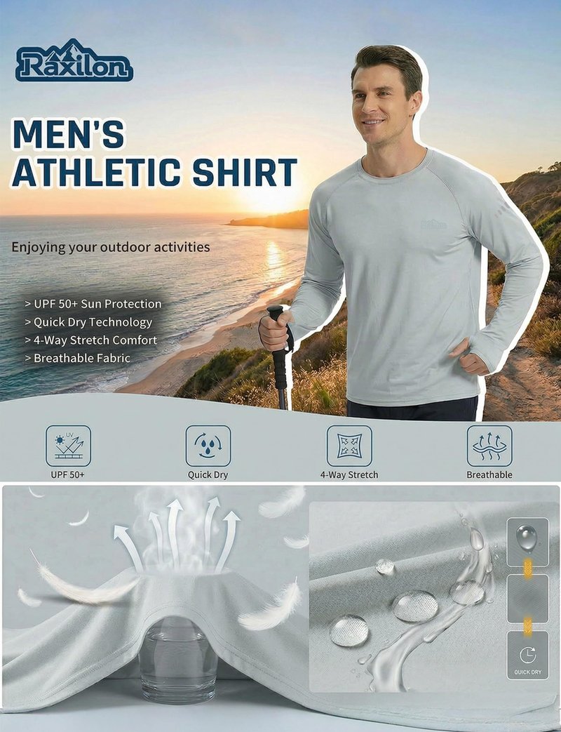 3 Pack Mens UPF 50+ Sun Protection Shirts Long Sleeve SPF Quick Dry Fishing Swim Rash Guard Athletic Workout Tops