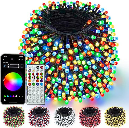600LED Smart Color Changing Halloween Lights App Controlled, 208FT Waterproof RGB Xmas String Light Music Sync Multiple Modes, Christmas Lights with Remote & Timer Indoor Outdoor Halloween Decorations