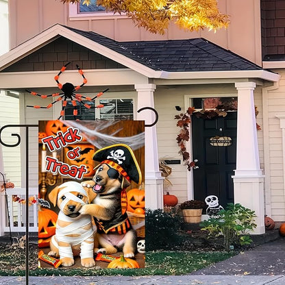 Halloween Garden Flag 12x18 Inch Double Sided Halloween Dog Decoration Home, Yard, Lawn, Porch Decor, Outside Fall Decor