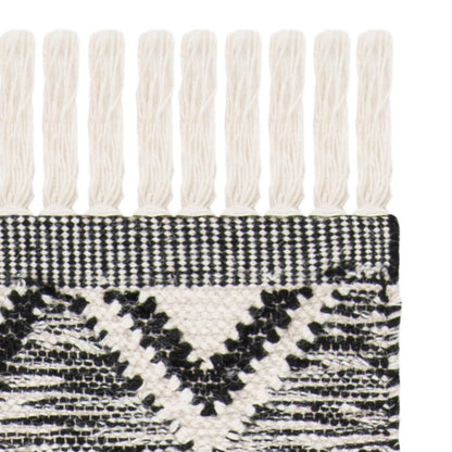 SAFAVIEH Kenya Collection Runner Rug - 2'3" x 8', Black & Ivory, Hand-Knotted Moroccan Tribal Tassel Wool, Ideal for High Traffic Areas in Living Room, Bedroom (KNY906H)