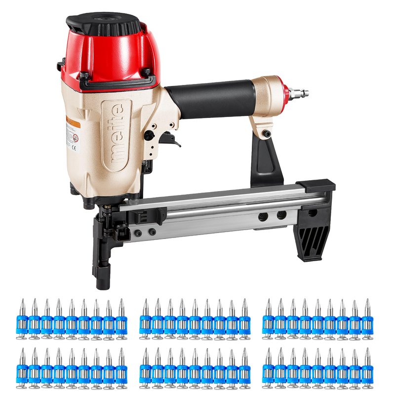 meite MTCS3040L Concrete Nail Gun with 12GA 7/8 Inch Plastic Collated Drive Pins 1000PCS, Concrete Nail Pinner for Concrete Ceiling Frame Fixing Drywall Track, Accepts 1/2"-1-1/2" Drive Pins