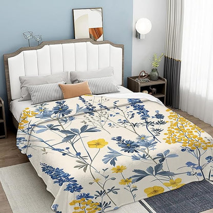 Vintage Wildflower Blanket Gfits for Women Men Kids Botanical Throw Blankets Soft Lightweight for Home Decor Couch Bed Sofa 50x60 Inches