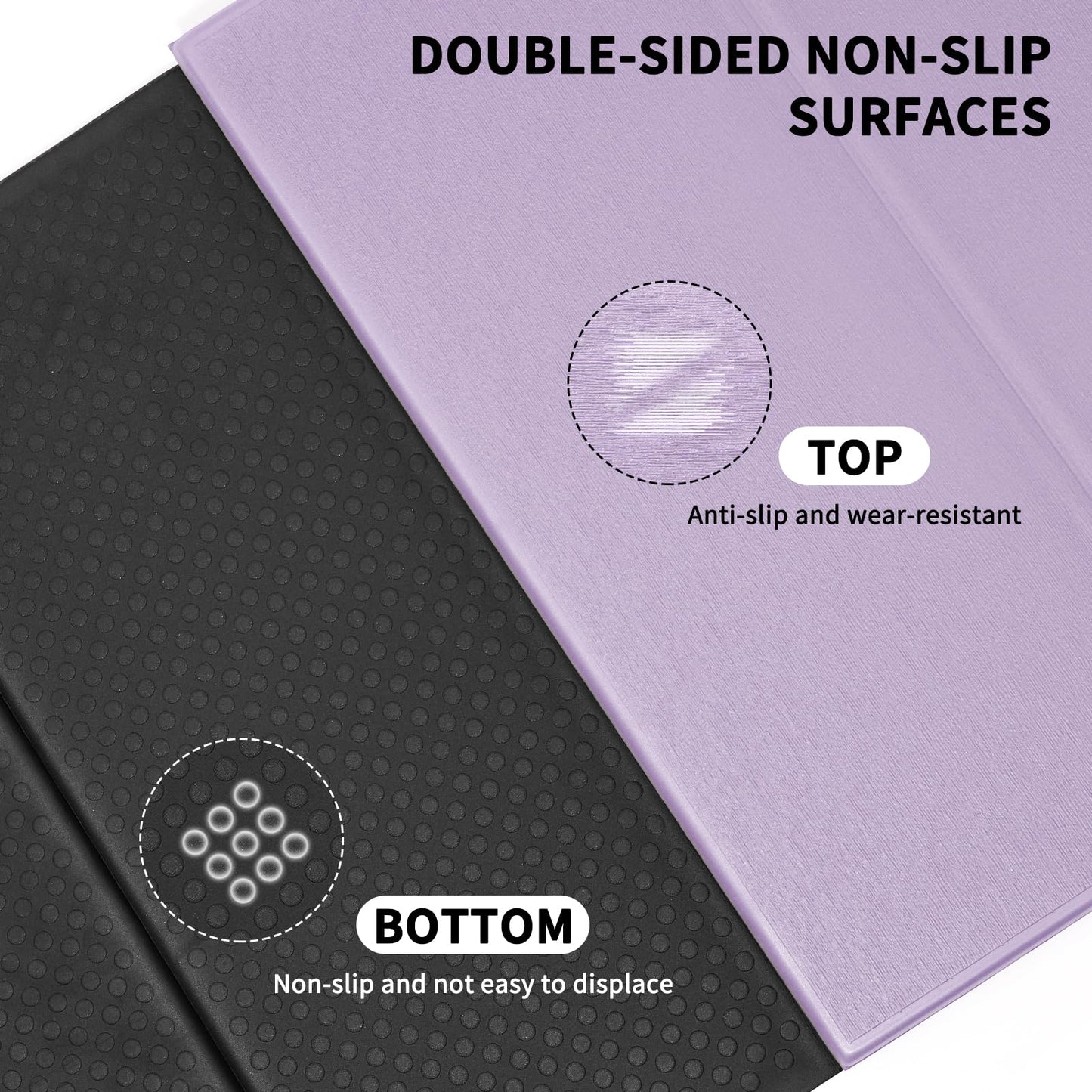 Foldable Extra Large Yoga Mat 74"×31.5", 8mm Double-Sided Non Slip Lightweight Fitness Mat for Adults & Kids, Portable for Home Studio & Travel