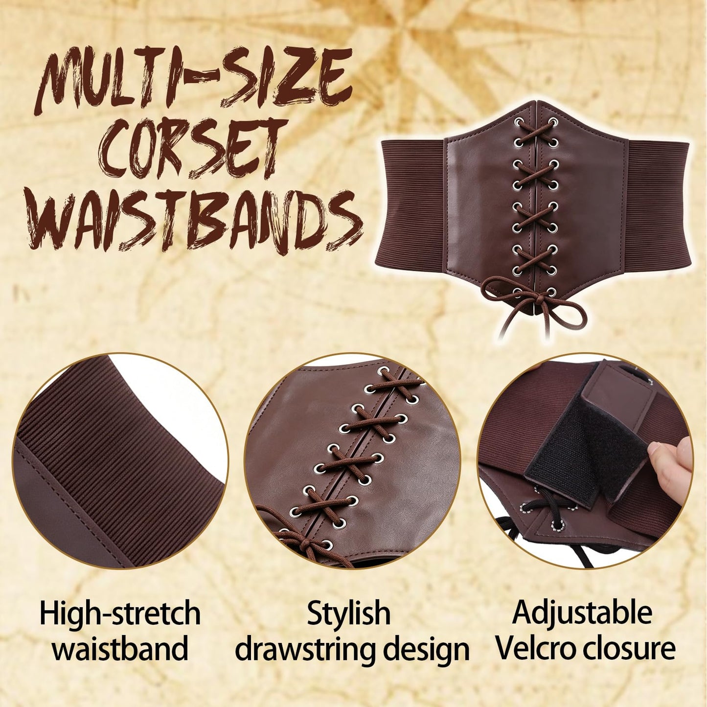 Renaissance Belt Pouch Corset Waistband Magic Potion Bottle Skirt Hike Steampunk Costume Accessory(Brown-B, X-Large)