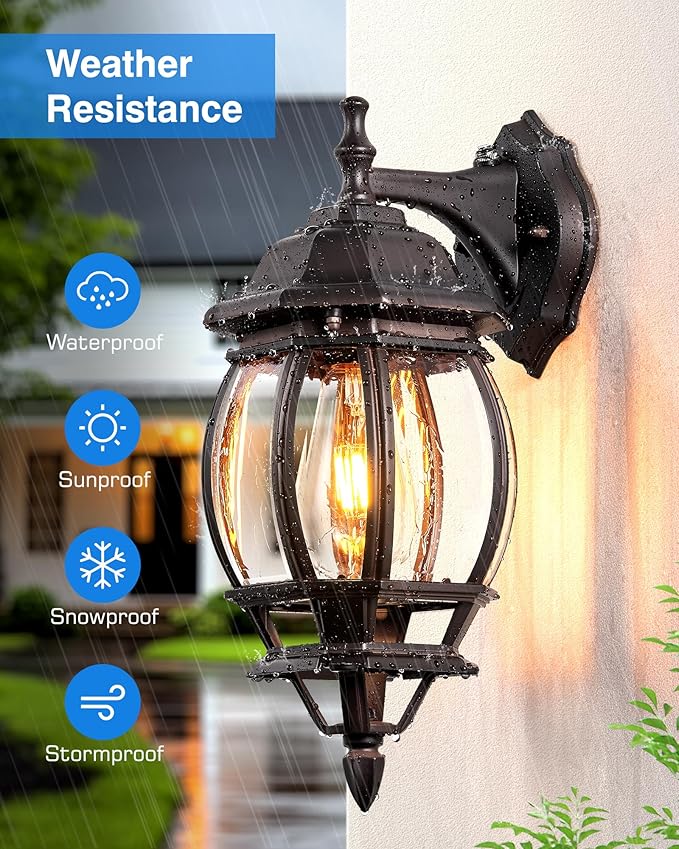 VIANIS Dusk to Dawn Outdoor Wall Lights, Oil Rubbed Bronze Exterior Lighting Fixtures Wall Mount for House, Farmhouse Outdoor Wall Sconce Lantern for Porch, Anti-Rust Outside Coach Lights for Garage