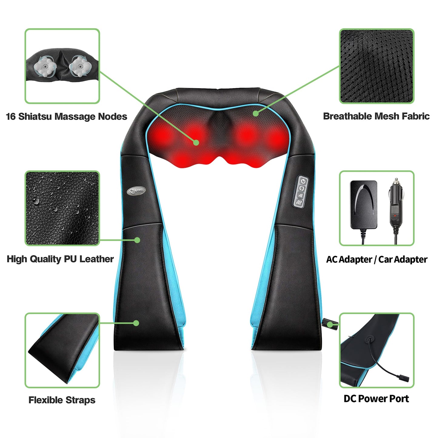 cotsoco Neck Massager,Shiatsu Shoulder and Back Massager with Heat, Electric Deep Tissue Massage Pillow for Body Muscle Pain Relief,Best Gifts Mom Dad Women Men,Home, Office Car Use