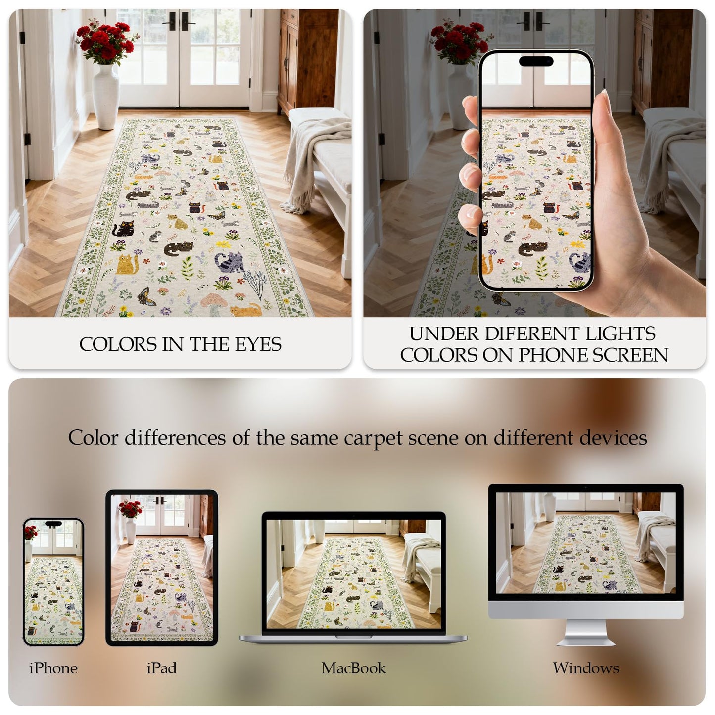 Small 2x3 Area Rugs for Entryway: Washable Kitchen Runner Rug Non Slip Soft Low Pile Animal Cat Carpet Rugs with Rubber Backing Waterproof Door Mats for Indoor Bathroom Bedroom Kids Room (2x3, Beige)