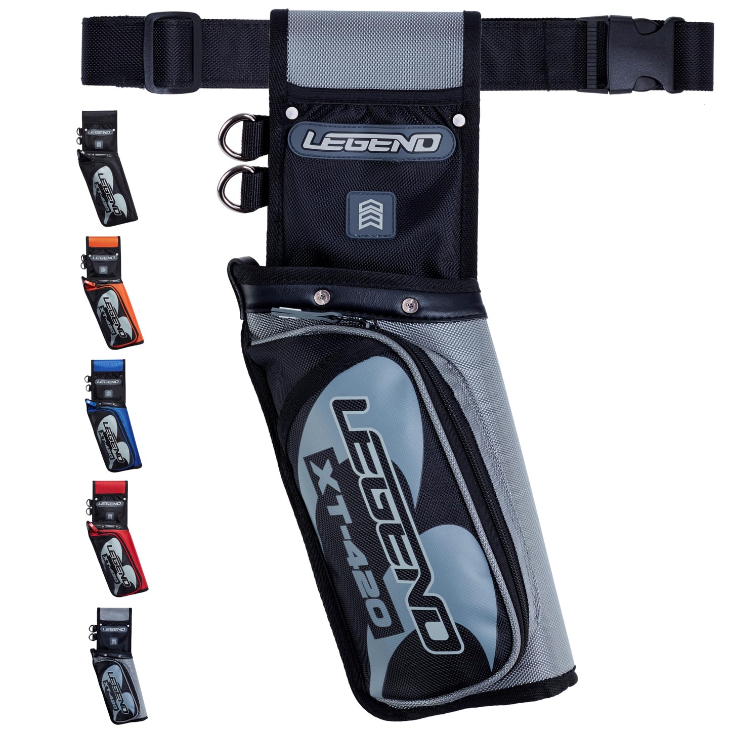 LEGEND XT420 Arrow Quiver - Quiver Arrow Holder, Archery Quiver with 3 Arrow Tube, Durable Nylon Hip Quivers with Multiple Pockets for Archery Accessories, Score Card & Tools - Right Handed,Army Green