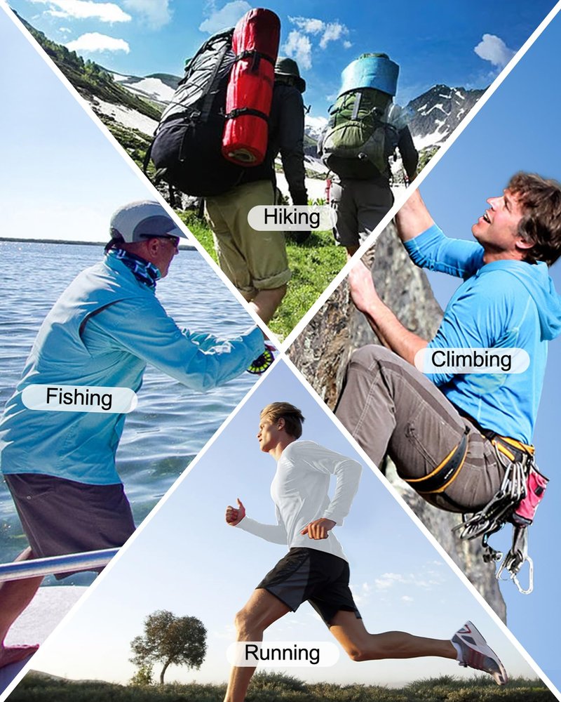 Roadbox UPF 50+ Fishing Shirts for Men Long Sleeve Sun Protection Lightweight Outdoor UV Hiking Shirts