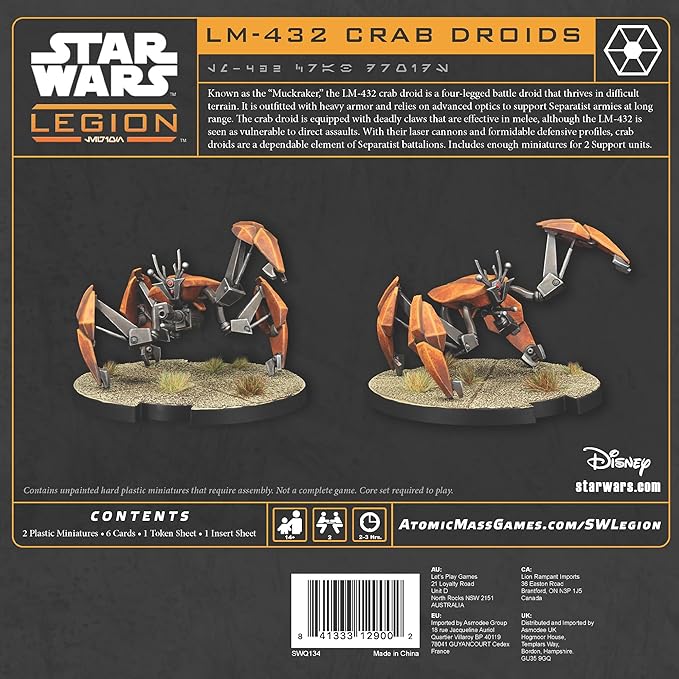 Star Wars: Legion LM-432 Crab Droid Unit Expansion - Tabletop Miniatures Game Strategy Game for Kids and Adults Ages 14+ 2 Players 3 Hour Playtime Made by Atomic Mass Games