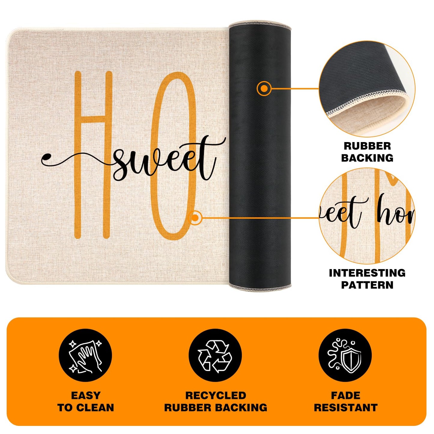 Siilues Fall Kitchen Mats Set of 2, Non-Slip Sweet Home Hello Fall Kitchen Rugs for Floor Seasonal Autumn Home Decor Low-Profile - 17x29 and 17x47 Inch