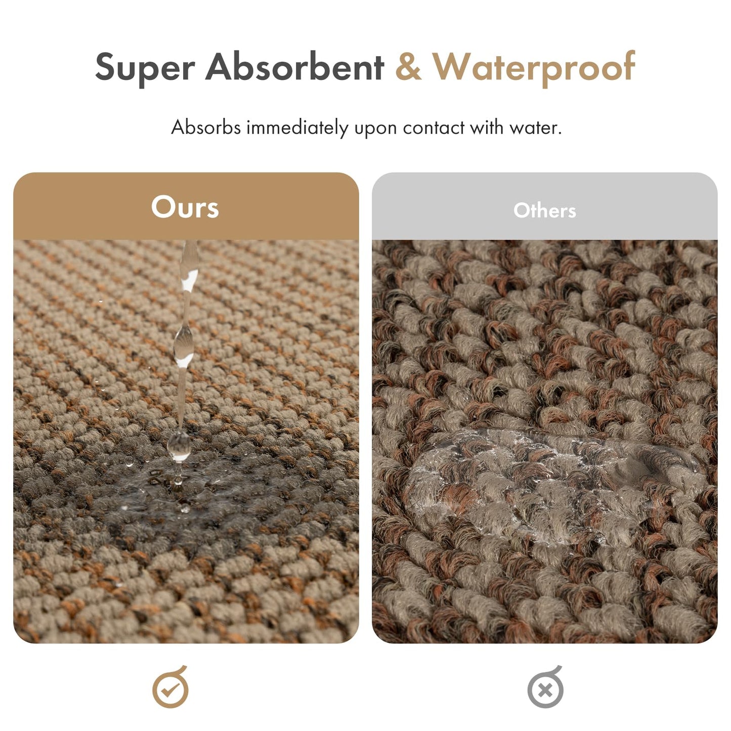 Atoping Indoor Door Mat 36"x60", Dirt Trapper Entryway Mat(Rolled-Up, No Creases), Non-Slip Absorbent Doormat for Front Door Inside Entrance, Low Profile Floor Mats with Rubber Backing, Light Brown