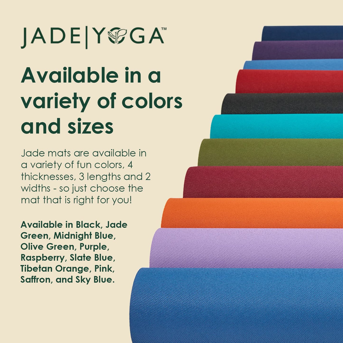 JadeYoga Harmony Yoga Mat - Durable & Thick Gym Fitness Mat, Non-Slip Natural Rubber Yoga Mat - Home Exercise & Stretching Mat, Workout Mat - Yoga, Pilates & Meditation for Women & Men