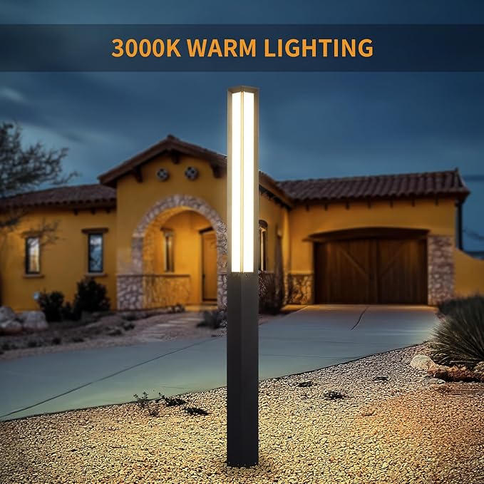 Landscape Path Light, 92" Modern Outdoor LED Luxury Bollard Lighting with IP65 Waterproof for Lawn Courtyard Driveway Pathway Decoration