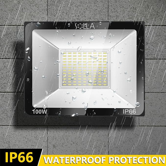 2 Pack 100W LED Flood Light, IP66 Waterproof, 8000lm, 550W Equivalent, Super Bright Outdoor Security Lights, 6000K Daylight White, Outdoor Floodlight for Garage, Garden, Lawn and Yard