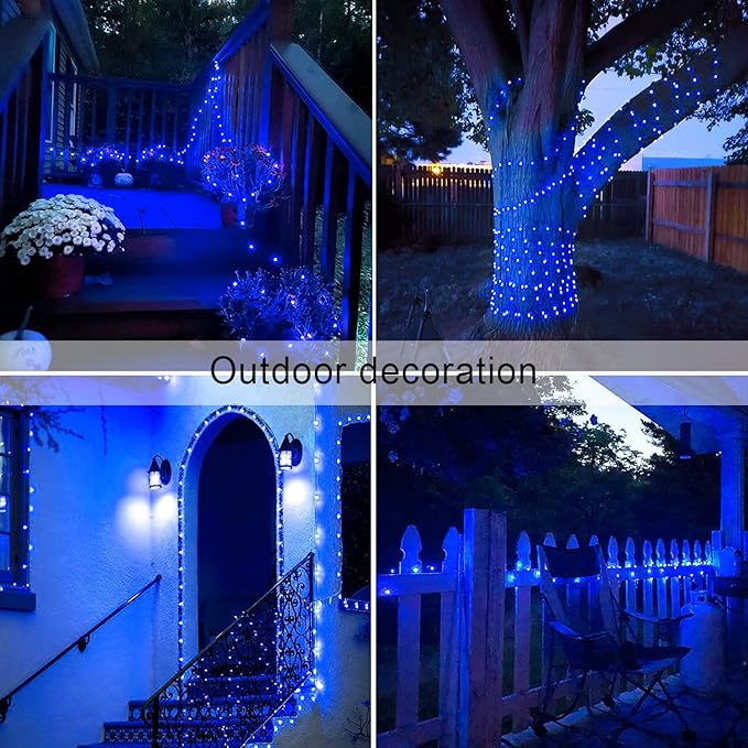 JMEXSUSS 2 Pack Blue Fairy Lights Battery Operated, Total 400 LED 132ft Christmas Twinkle Fairy Lights with Remote, 8 Modes Blue String Lights for Christmas Tree Bedroom Wreath Fireplace Decor