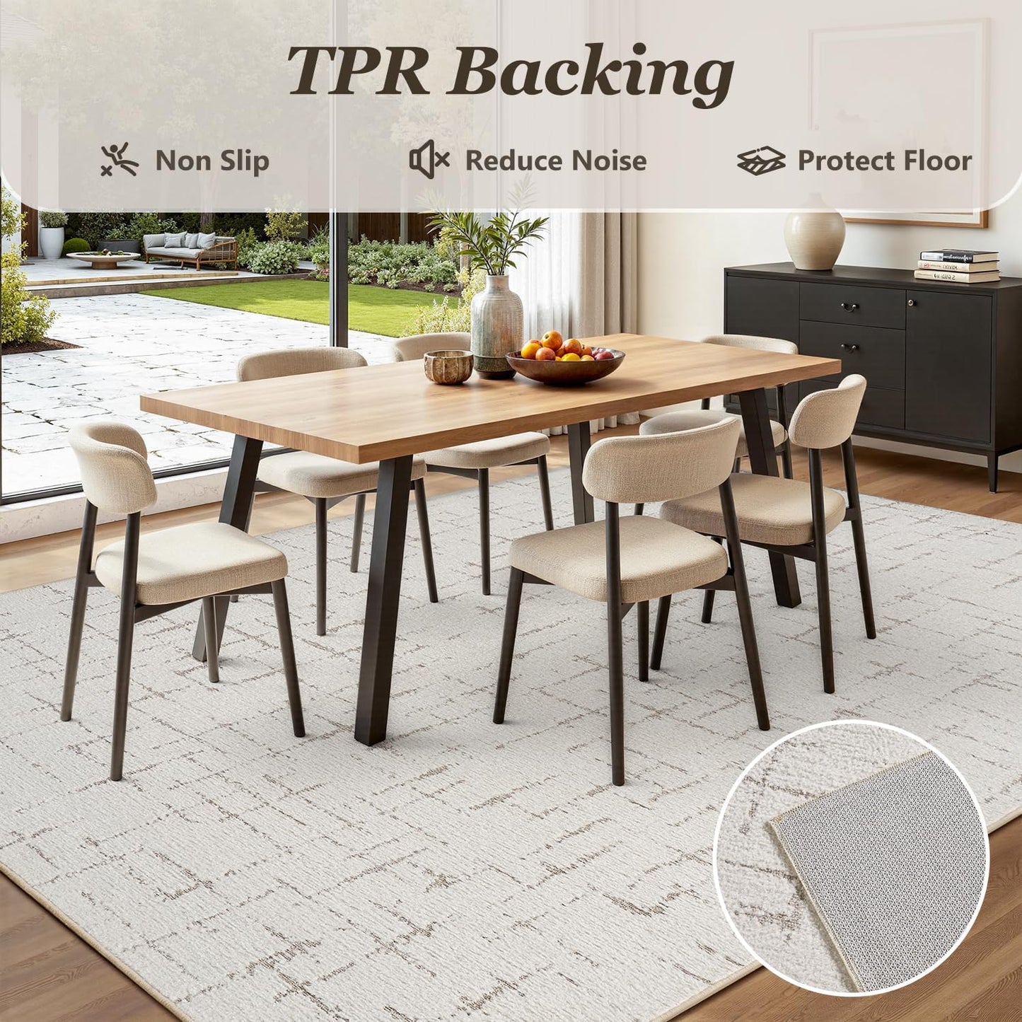 Engiw-Beige Neutral 6x9 Area Rug for Living Room Rug-Carpet Bedroom Rugs Textured Tufted Jacquard Modern Washable Rug for Dining Room Nursery Non Slip