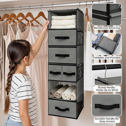 GRANNY SAYS Hanging Closet Organizer 6 Shelves, Closet Organizers and Storage