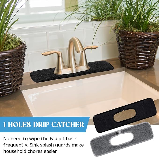 2 Pcs Faucet Mat for Kitchen Sink Splash Guard for Kitchen Sink Faucet Dish