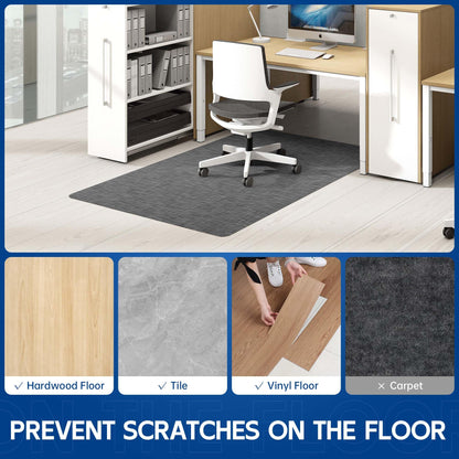 Naturei Office Chair Mat for Hardwood & Tile Floor, 45" x 53"Anti-Slip Desk Chair Mat, Easy Glide Floor Protector for Rolling Chairs, Floor Mat for Office Chair for Home Office (Dark Gery)