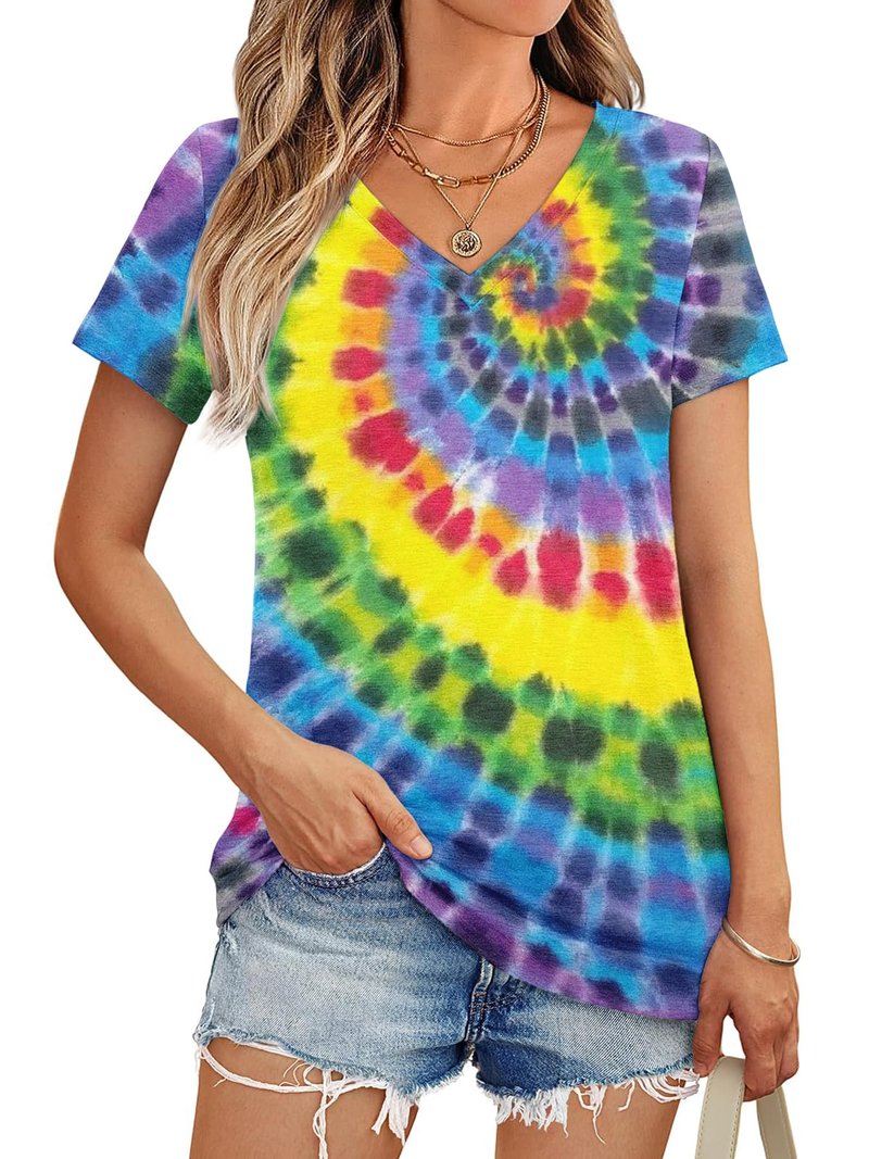 10 Pack Women’s Short Sleeve V-Neck T-Shirts Casual Loose Trendy Summer Soft Dry Fit Breathable Workout Tops (10 Pack-14,X-Large)
