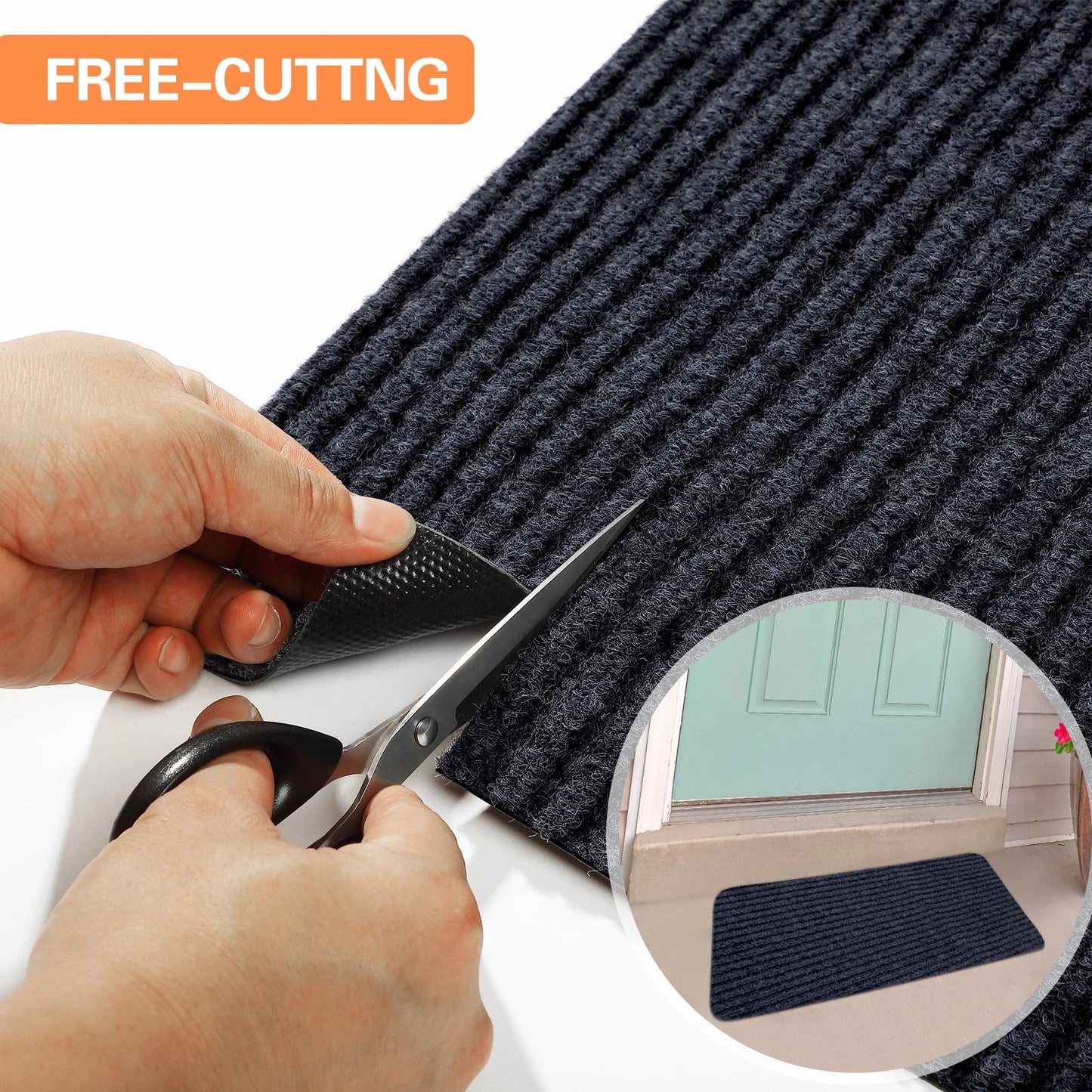 Nuanchu 1 Roll Large Semi Finished Outdoor Mat 16 x 79 Inch Narrow Door Mat Non Slip Boot Rugs Waterproof Carpet Roll for Bathroom Entryway Indoor Outdoor (Black)