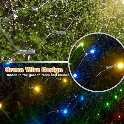 360 LED Colorful Christmas Net Lights Outdoor 8 Modes, 21ft x 5ft Waterproof Mesh Lights Giant Net Light Mulitcolored Fairy Christmas Light Green Wire Connectable for Bushes Tree Garden Home Party
