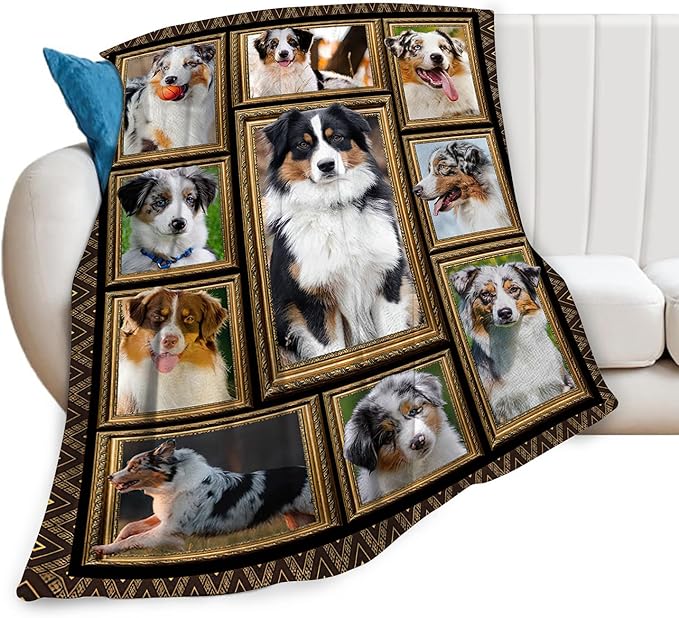 Australian Shepherd Blanket, Dog Throw Blankets, Animal Fuzzy Plush Blanket Ultra Soft for Dog Lover Gift Kids Teens Women Men Girls Boys Stuff Decor for Home Bedding Sofas Couch Camping 50"X40"