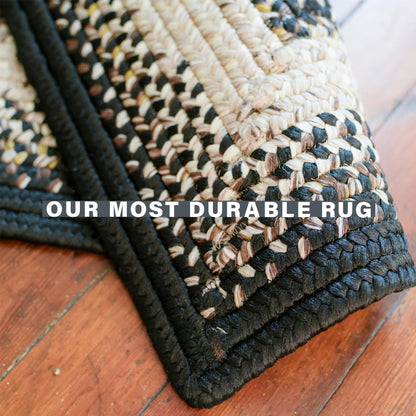 Black Mist Braided Oval Rug 20"x30" - Black & Tan Rustic Rugs for Entryway and Kitchen, Water Absorbing, Machine Washable and Reversible - Both Indoor and Outdoor