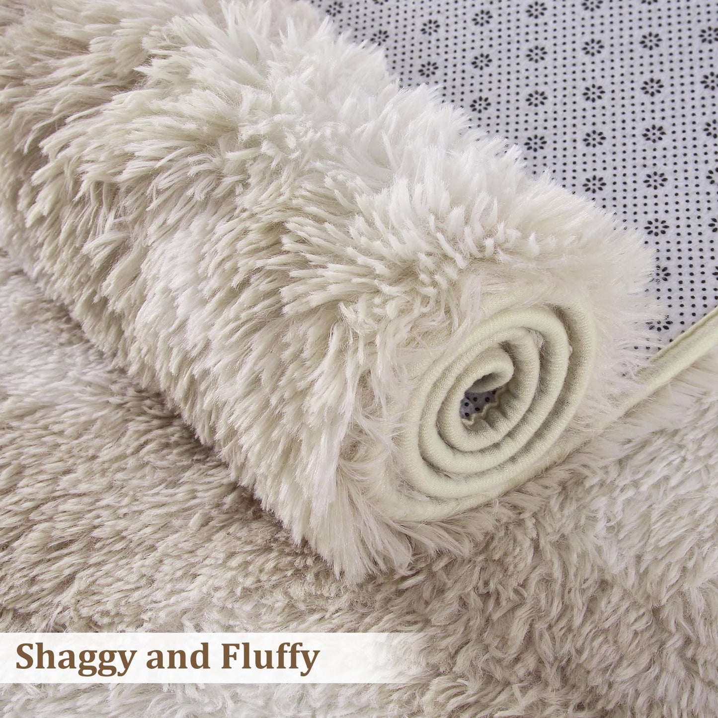 CAROMIO 9x12 Fluffy Area Rugs for Living Room Modern Plush and Thick Faux Fur Shag Rug Non-Slip Tie Dye Carpet for Bedroom, Fuzzy Shaggy Rugs for Kids Nursery Dorm, Beige Taupe