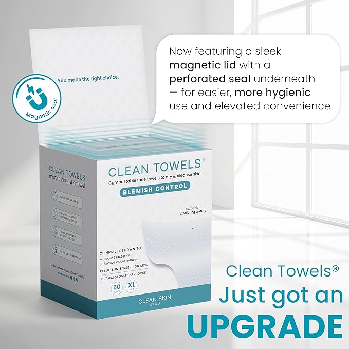 Clean Skin Club Blemish Control Clean Towels® XL, Compostable Face Towels