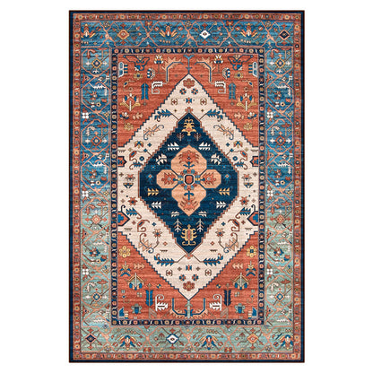 Lahome Oriental Washable Rug 6x9, Non-Slip Ultra-Thin Living Room Area Rug, Stain Resistant Vintage Carpet for Bedroom Dining Room Office Adelyn