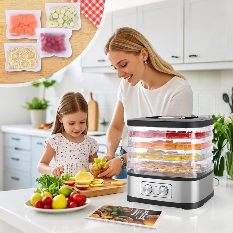 Food Dehydrator Machine - 5 BPA-Free Trays with Adjustable Temperature Control | Perfect for Jerky, Fruits & Veggies