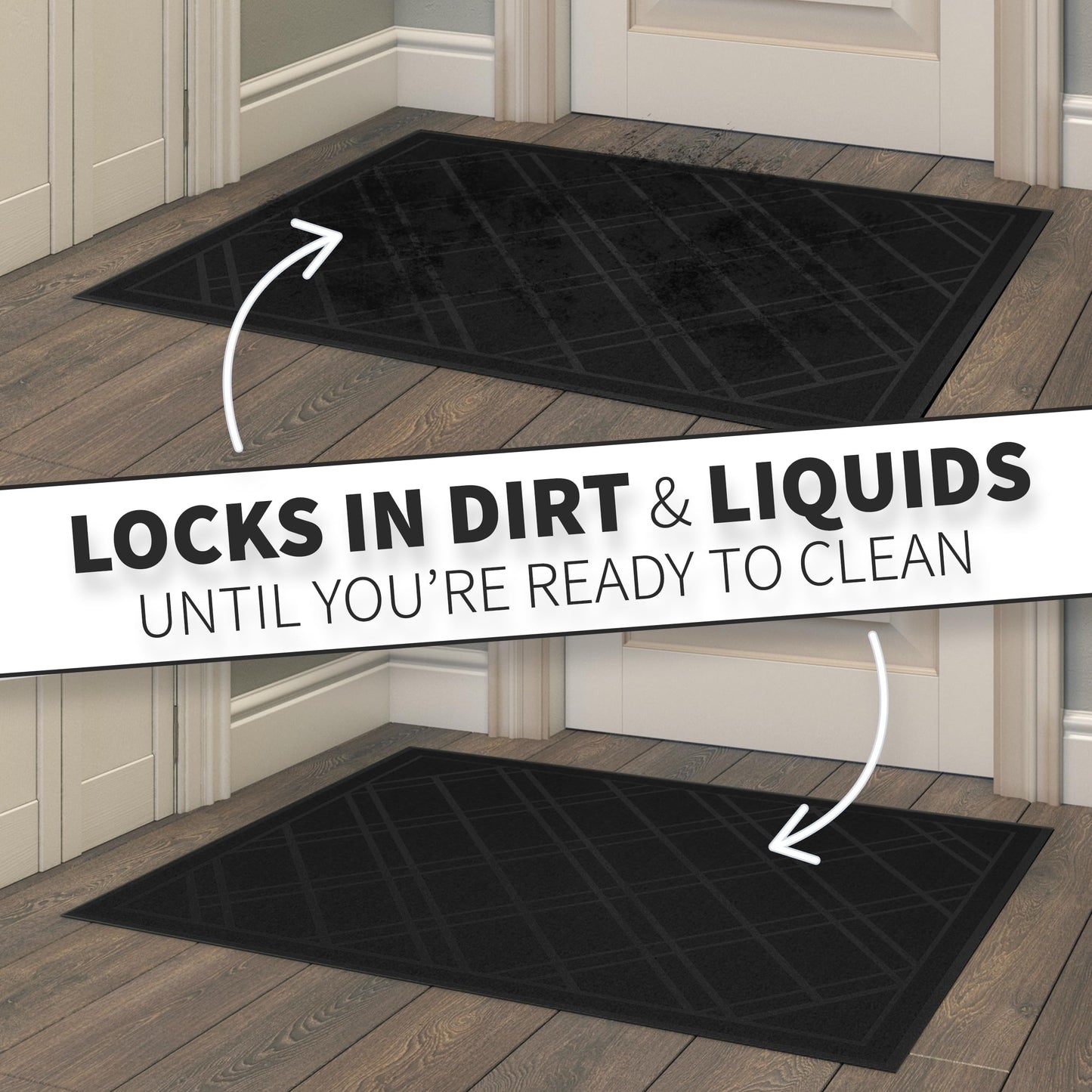 SlipToGrip Door Mat - Durable Door Outdoor Mats for High Traffic - Large 59x35 Inch Black Mat with Water-Resistant Surface - No-Slip and Easy-to-Clean for Indoor and Outdoor Entryways