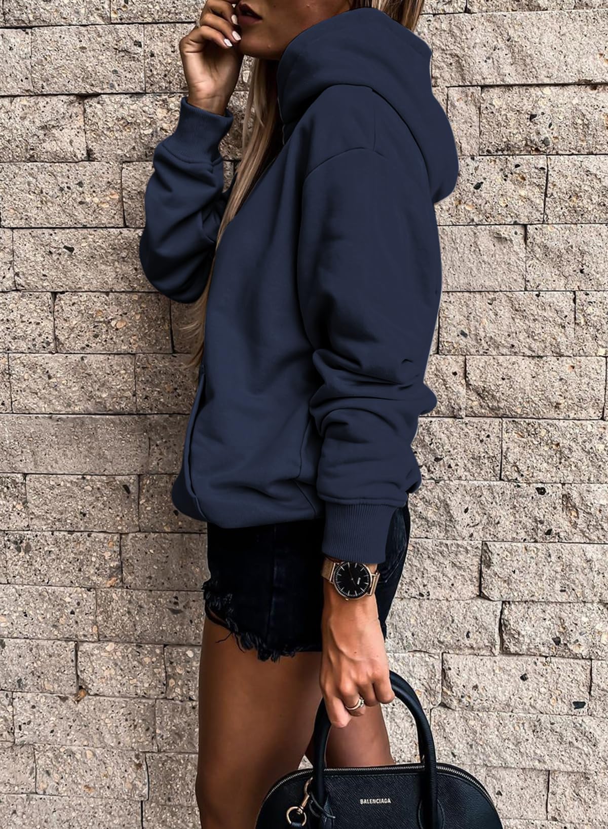 SHEWIN Womens Hoodies Casual Long Sleeve Solid Lightweight Hoodie Pullover Tops Soft Loose Hooded Sweatshirt Fall Clothes for Women 2026,US 0-2(XS),Navy Blue